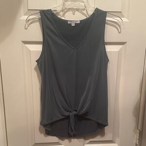 Green Envelope V-Neck Tie-Front Tank Top - Blue